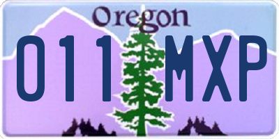 OR license plate 011MXP