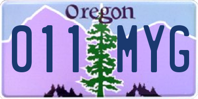 OR license plate 011MYG