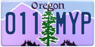 OR license plate 011MYP