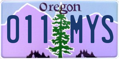 OR license plate 011MYS