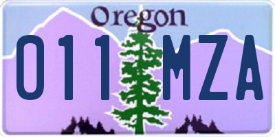 OR license plate 011MZA