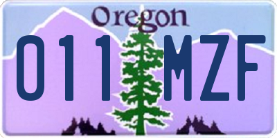 OR license plate 011MZF