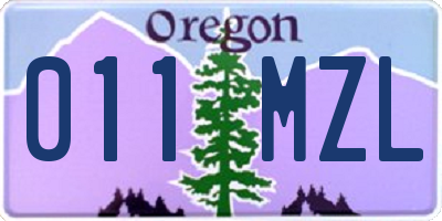 OR license plate 011MZL