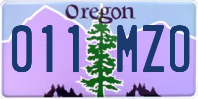 OR license plate 011MZO