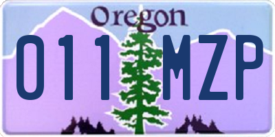 OR license plate 011MZP