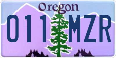 OR license plate 011MZR