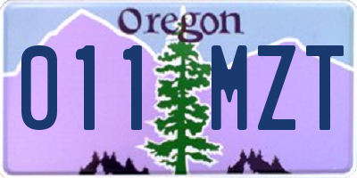 OR license plate 011MZT