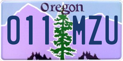 OR license plate 011MZU