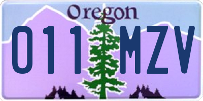 OR license plate 011MZV