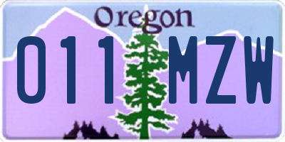 OR license plate 011MZW
