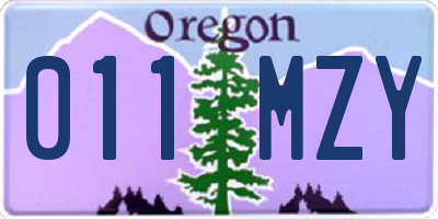 OR license plate 011MZY
