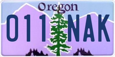 OR license plate 011NAK