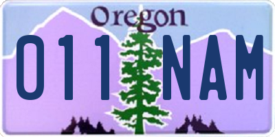 OR license plate 011NAM