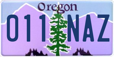 OR license plate 011NAZ