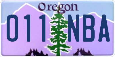 OR license plate 011NBA