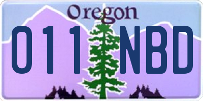 OR license plate 011NBD