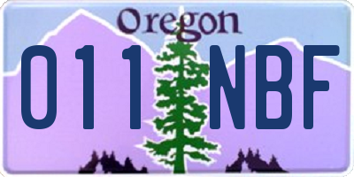 OR license plate 011NBF