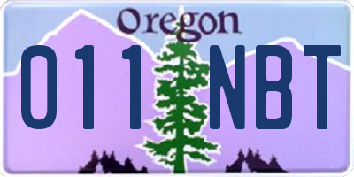 OR license plate 011NBT