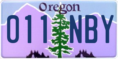 OR license plate 011NBY