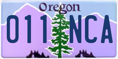 OR license plate 011NCA