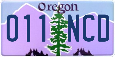 OR license plate 011NCD
