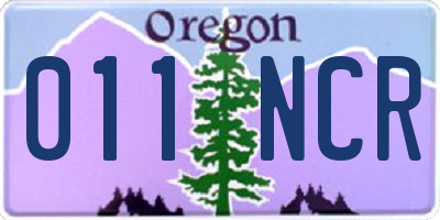 OR license plate 011NCR