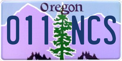 OR license plate 011NCS