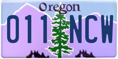 OR license plate 011NCW