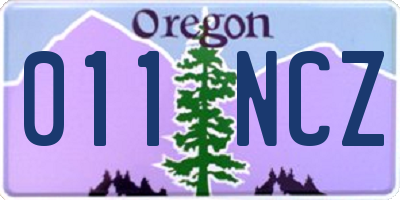 OR license plate 011NCZ