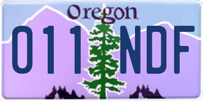 OR license plate 011NDF