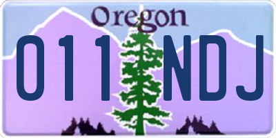 OR license plate 011NDJ