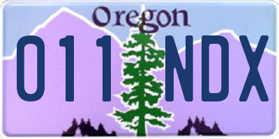 OR license plate 011NDX