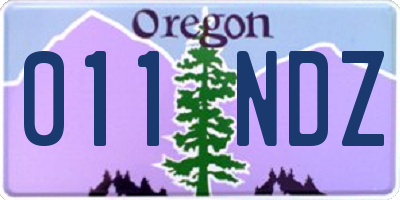 OR license plate 011NDZ