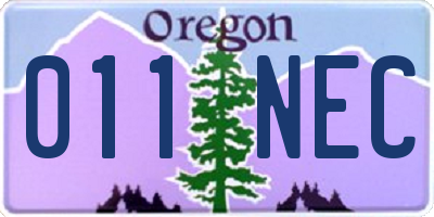 OR license plate 011NEC