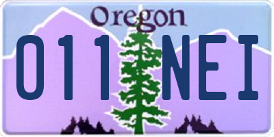 OR license plate 011NEI