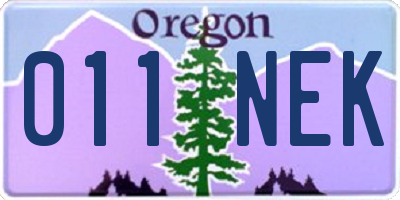 OR license plate 011NEK