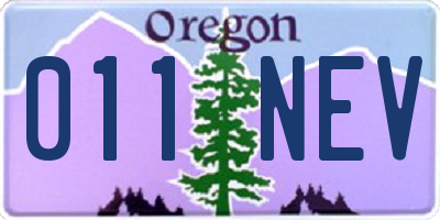 OR license plate 011NEV