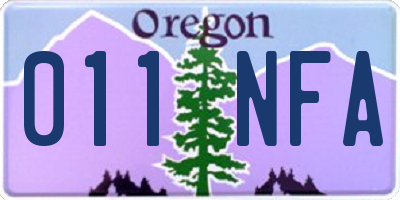 OR license plate 011NFA