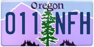 OR license plate 011NFH