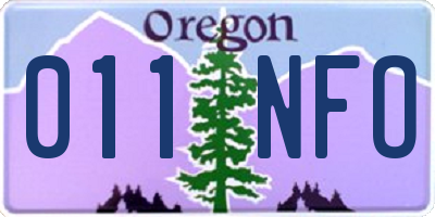 OR license plate 011NFO