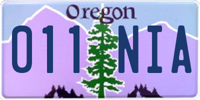 OR license plate 011NIA