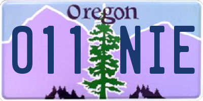 OR license plate 011NIE