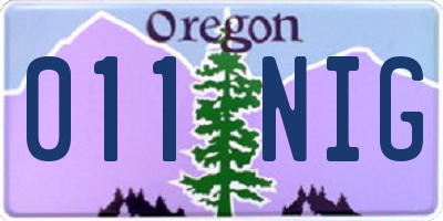 OR license plate 011NIG