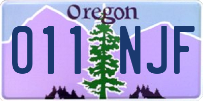 OR license plate 011NJF