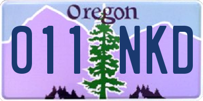 OR license plate 011NKD