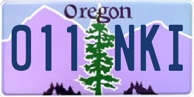OR license plate 011NKI