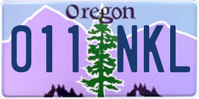 OR license plate 011NKL