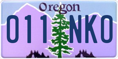 OR license plate 011NKO