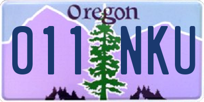 OR license plate 011NKU