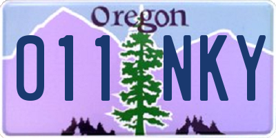 OR license plate 011NKY